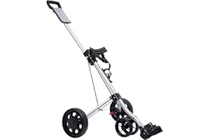 YUNLAIGOTOP Golf Push Cart, 3 Wheel Push Pull Golf Cart, Portable Golf Trolley with Foot Brake & Adjustable Straps - ONE Second to Open & Close, Golf Push Cart for Golf Courses, Gyms, Schools