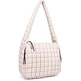 higouta Quilted Puffer Tote Bag for Women Large Puffy Carryall Crossbody Shoulder Purse, Lightweight Travel Nylon Hobo Bag