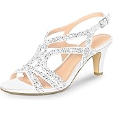 PIZZ ANNU Women's Amelia Heels Sandals Sparkle Crystal Open Toe Slingback High Heel Sandals Dress Pumps Shoes for Party Wedding