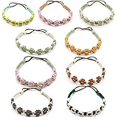 FZBNSRKO Headband, 3pcs Colorful Floral Elastic Braided Crochet Hair Bandana for Women/Girls, Handmade Breathable Head Wrap (Random Colors, One Size, Hairband)