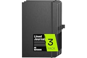 ONAVIA A5 Lined Journal Notebook, 7mm College Ruled Notepad, Journaling for Writing, Work, School, Travel and Note Taking, Hardcover 160 Pages (80 Sheets) 5.79 x 8.3 inches (3 Pack Black)