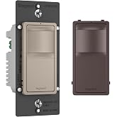 Legrand Radiant Occupancy Sensor Switch, Nickel, Dark Bronze 1 Pack | Pass &amp; Seymour 600W Occupancy Vacancy Sensor, Auto On//Off, Hands Free Light Switch, Dark Bronze, Nickel, Single-Pole