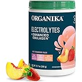 Organikа Electrolytes with Enhanced Collagen Powder for Women & Men - 13 oz - Strawberry Peach-Flavored Effervescent Electrolyte & Collagen Drink Mix - Deep Hydration, Mobility, Skin, Hair, & Nails