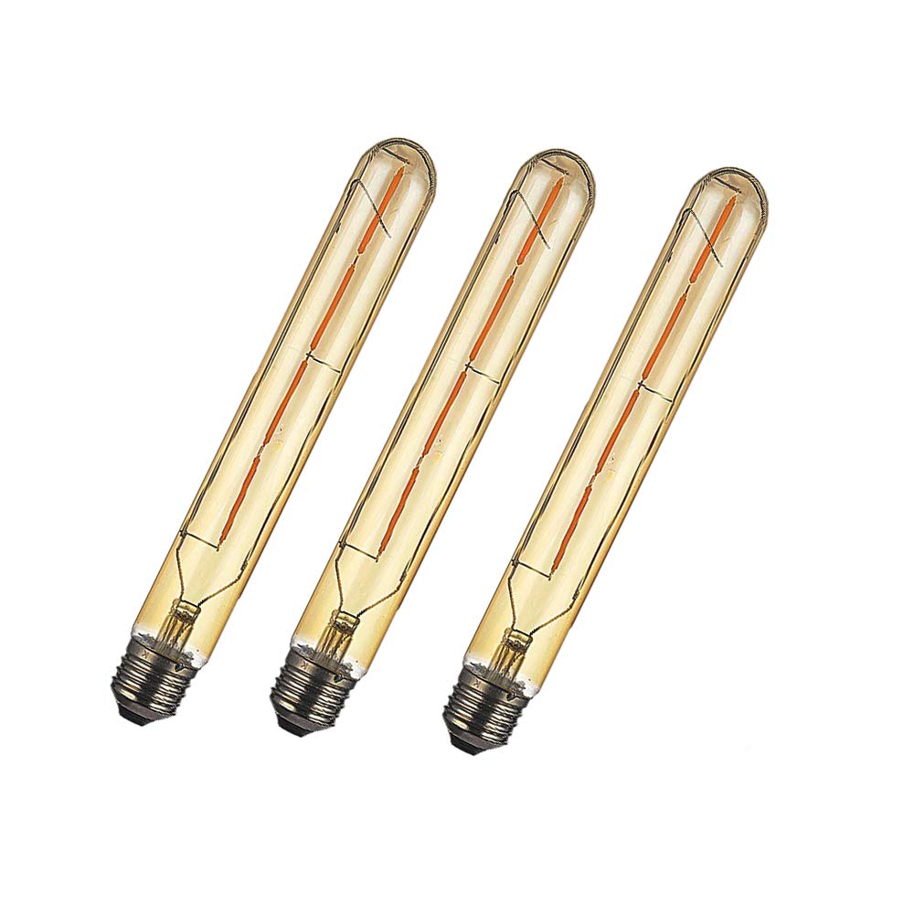 WANGPEI 3 Packs T30 Tubular LED Filament Bulb, Warm White 2700k Not Dimmable 4W Edison Style Smoked Gold Glass E27 Light Bulb(Replace 40w E27 Screw Halogen Bulb) 400LM