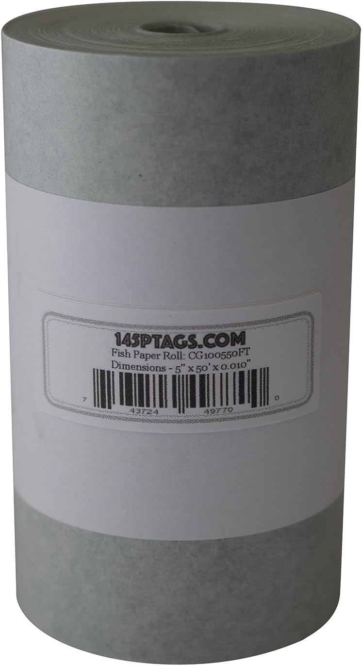 145P Tags CG100550FT Electrical Insulating Fish Paper, 5" x 50' x 0.01", Light Grey