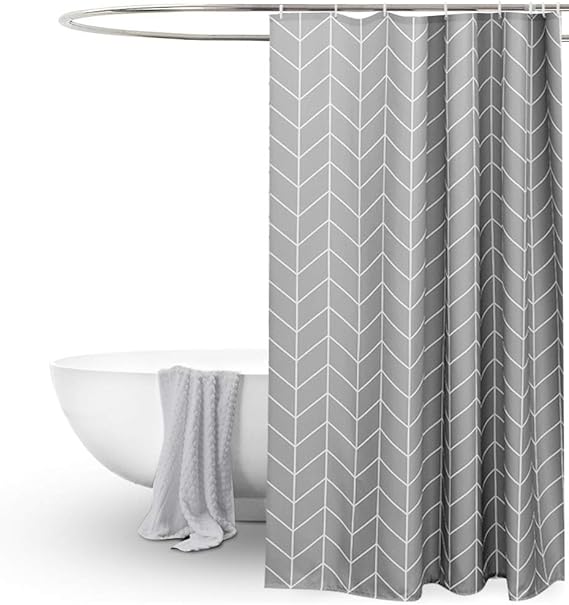 EurCross Geometric Pattern Grey Shower Curtain for Bathroom,Water