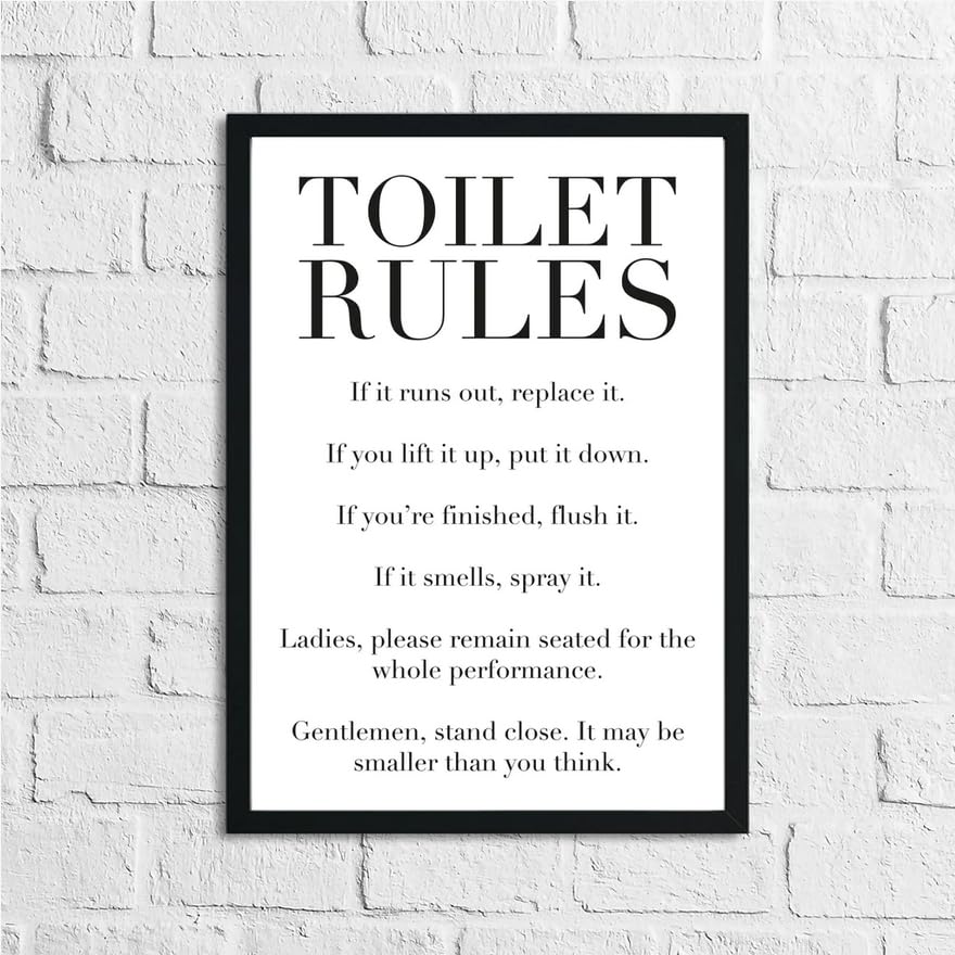JasonCarlMorgan WinsterCreations Toilet Rules Funny Humorous Bathroom Wall Decor Print A4 High Gloss