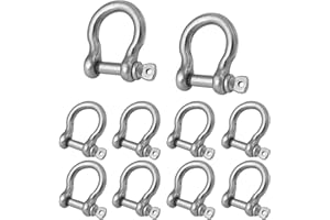 YOUNTHYE 10 PCS Clevis Shackle 3/8 Anchor Shackle Stainless Steel M10 Screw Shackle 3/8 Inch Chain Shackle Bow Shackle Clevis