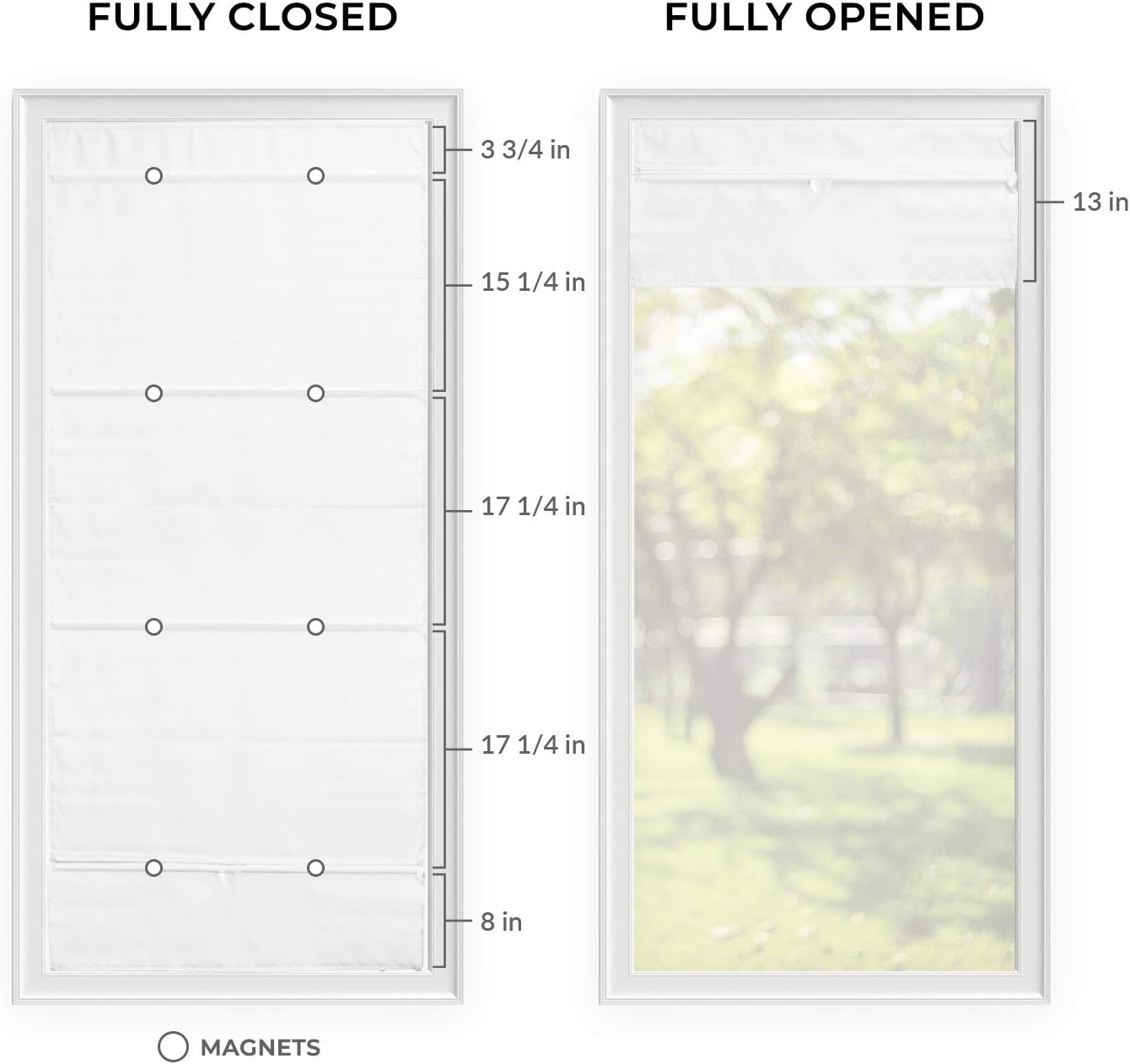 CHICOLOGY Magnetic Roman Shades, Fabric Window Treatment It's Perfect for Dining Room/Bedroom/Kitchen/Office and More, 27" W X 64" H, Runway White (Light Filtering): Home & Kitchen