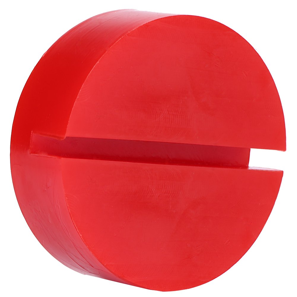 Keenso Universal Rubber Jack Pad, Floor Protector, Slotted Frame Rail Adapter, Red Auto Maintenance Tool for Cars, Trucks, and Motorhomes, 8cm Thick for Home, Garage, or Professional Use