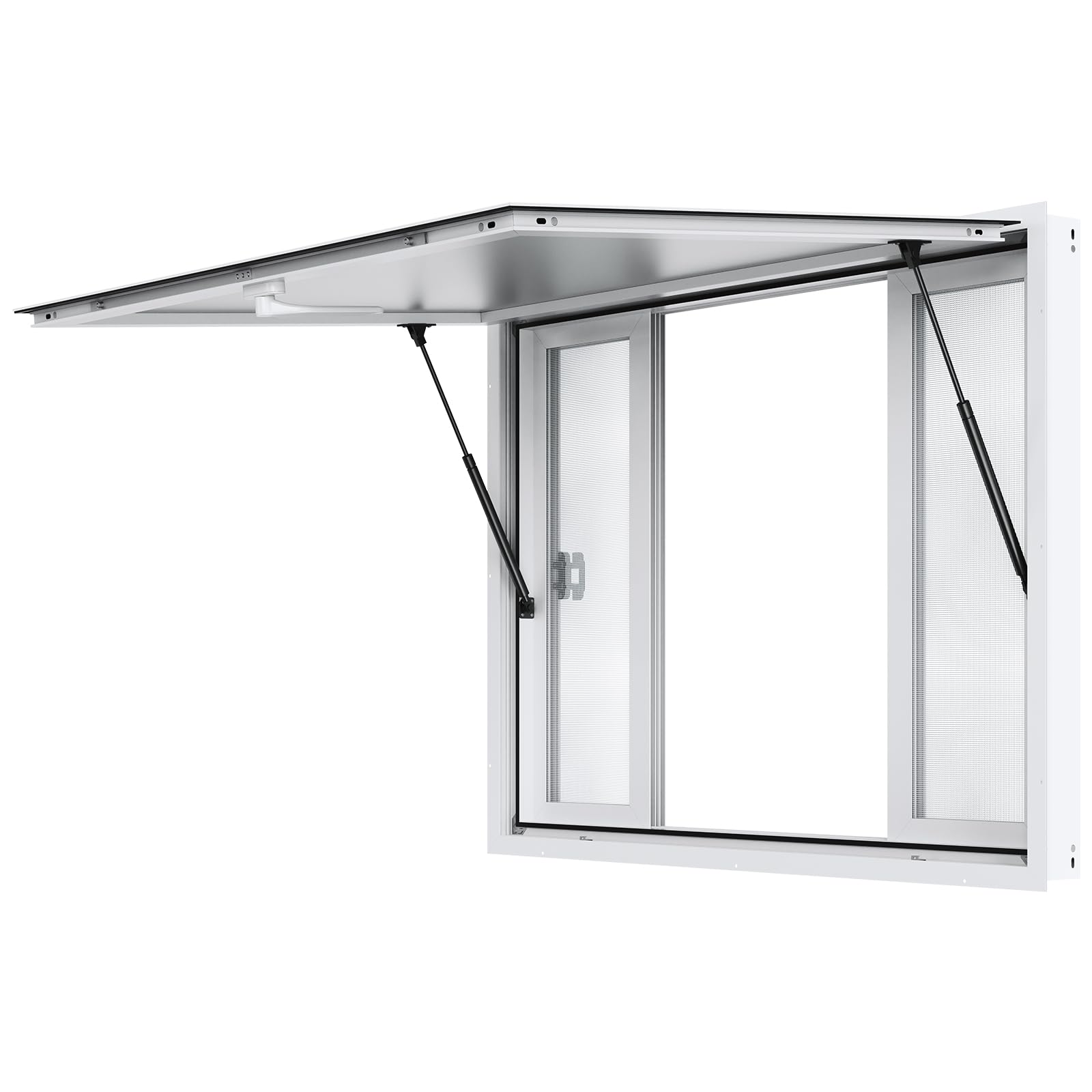 Photo 1 of VEVOR Concession Window for Food Truck, 48"x36" Aluminum Alloy Service Window, Up to 85 Degrees Serving Window with 4 Sliding Windows & Awning Door & Drag Hook, for Food Truck Concession Trailer