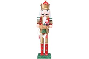 Ovewios Nutcracker Christmas Decor, 15 Inch Wooden Soldier Figurines, Festive Christmas Nutcrackers Gifts Winter Indoor Table Desktop Fireplace Decorations