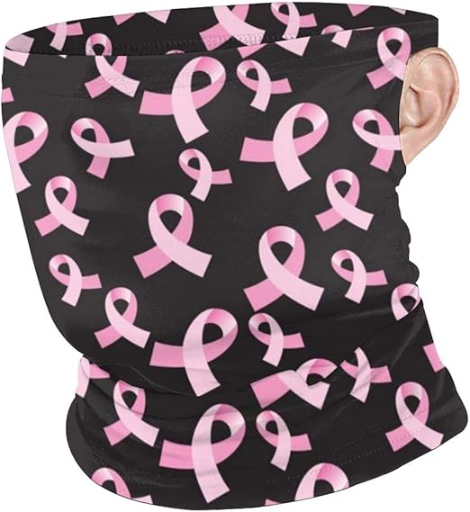 Breast Cancer Awareness Bandana Face Mask with Ear Loops for Men Women