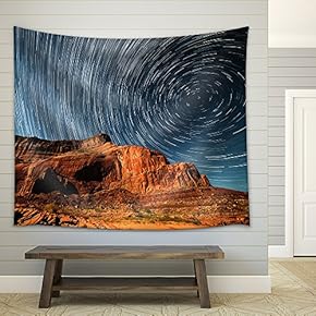 Starry Night Sky Above The Mountain in The Wild West - Fabric Wall Tapestry Home Decor - 51x60 inches