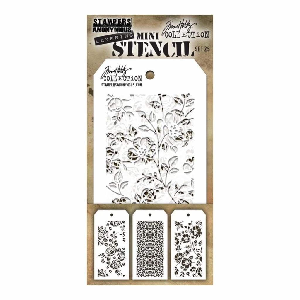 Art Gone Wild Tim Holtz Mini Stencil Set 25, Synthetic Material, 21.6 x 9.1 x 0.1 cm