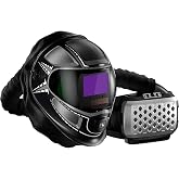 ANDELI Welding Helmet with Respirator,99.95% PAPR Filtration Efficiency Panoramic 180&deg; Large Viewing Powered Air Purifying Respirator Auto Darkening Welding Helmet with Light