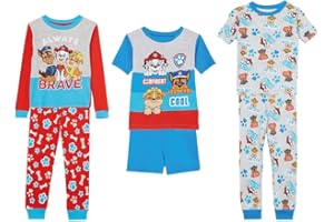 NICKELODEON Paw Patrol Boys' 6-Piece Cotton Pajama Set, Matching Snug-fit Shirt & Pants, Soft & Cute for Kids