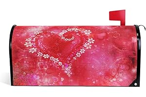 Wamika Valentine Day Heart Flower Magnetic Mailbox Cover MailWraps Red Pink Love Mailbox Wraps Post Box Garden Yard Home Decor for Outside Standard Size 21" Lx 18" W