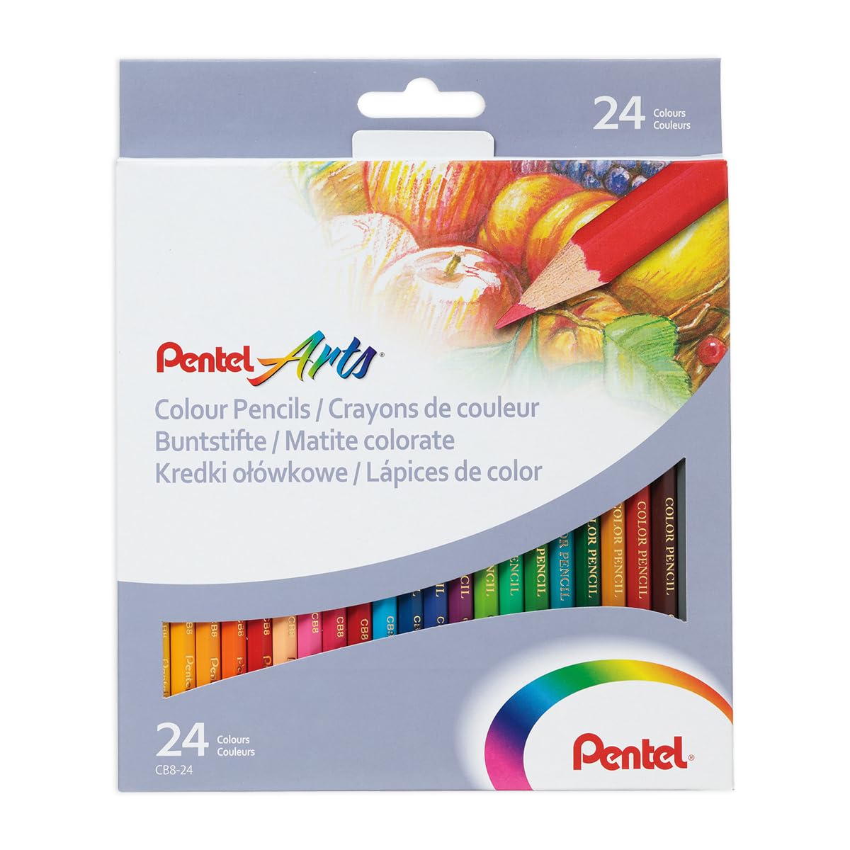 Pentel CB8 Colour Pencils, Long-Lasting and Fade Resistant, Assorted Colours (Set of 24)