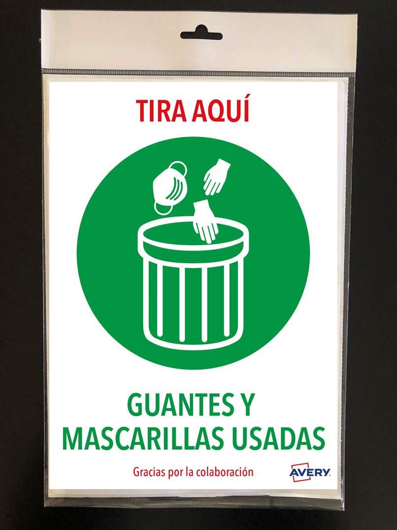 Avery España AV_KITCOVID7_ES Signing Coronavirus COVID19-TIRAR Used Gloves and Masks, 2 Sheets A4