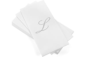 AH AMERICAN HOMESTEAD Disposable Hand Towels for Bathroom - Guest Bathroom Essentials -Bathroom Paper Towels - Monogrammed Disposable Napkins - Wedding Napkins in Paper Towel Tray (Silver, L)