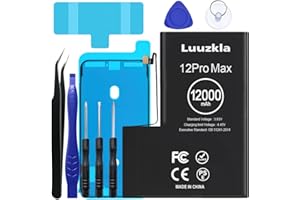 Luuzkla 12000mAh (2024 New Upgrade) Battery Compatible with iPhone 12 Pro Max, Super Capacity Battery Replacement Compatible with iPhone 12 Pro Max, with Full Tool Kits-0 Cycle-24 Months Service