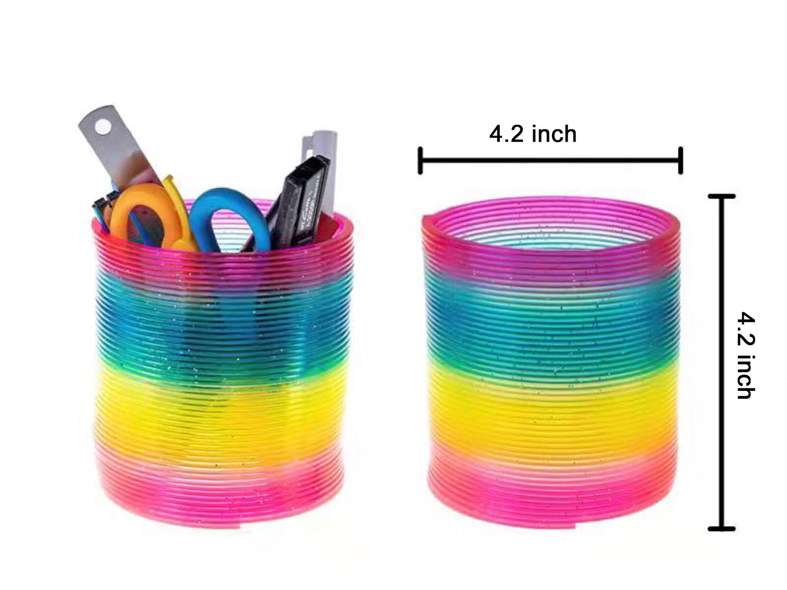 Giant Rainbow Coil Spring Toy in Box,Classic Novelty Plastic Magic Spring Toy for Party Favors Gifts, Stress Relief, Great for Small Party Favor for Kids(10.7CMx10.7CM)