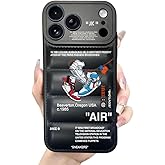 Ins Off Sports Shoes Brand Puffer Phone Case Compatible with iPhone 17 Pro Case 6.3 inch, Funny Sneakers White Label Graphics Aesthetic Soft Silicone Shockproof Full Body Drop Protection Cover