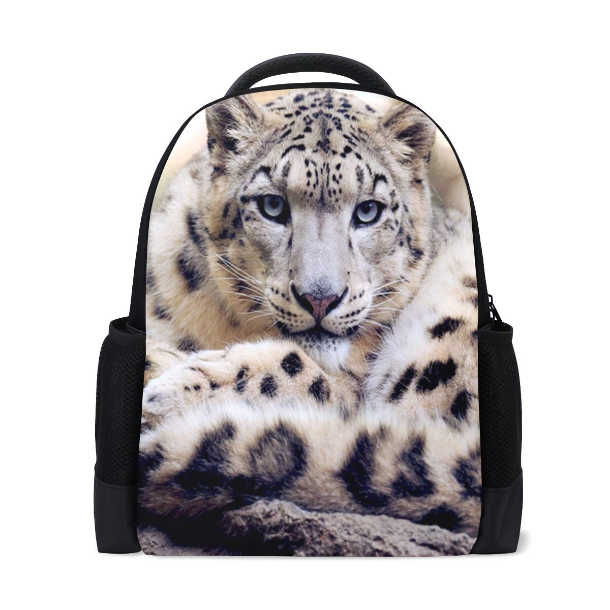 Designs in Multi Bags, Moderate Capacity doble zipper school backpack snow leoppard