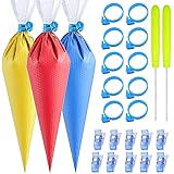122Pieces Tipless Piping Bags - 100pcs Disposable Piping Pastry Bag for Royal Icing/Cookies Decorating - 10 Pastry Bag Ties,1