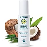 ALOESUN Organic Coconut Tanning Oil Spray Infused with Organic Lavender Oil | Natural Deep Tanning Accelerator | Moisturizing & Hydrating Tan | Non-Greasy | Vegan & Cruelty-Free | Travel Size 3.4 Oz | Organic, Coconut, Non-Greasy, Vegan, Cruelty-Free