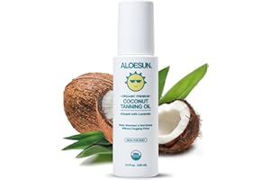 ALOESUN Organic Coconut Tanning Oil Spray Infused with Organic Lavender Oil | Natural Deep Tanning Accelerator | Moisturizing & Hydrating Tan | Non-Greasy | Vegan & Cruelty-Free | Travel Size 3.4 Oz