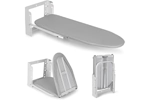 Wall Mounted Ironing Board Adjustable Height, 36 x 12 Inch Fold Away Iron Board Wall Mount Space-Saving Ironing Board with Re