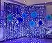Set of 2 Shiny Metallic Foil Fringe Door & Window Curtain Party Decoration (Blue)
