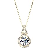 PROSTORY 1-3CT Moissanite Infinity Pendant Necklace for Women, D Color VVS1 Clarity 925 Sterling Silver Gourd Pendant Gift for Mom Wife Birthday Wedding Jewelry