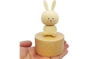 LILYXIN Cute Little Rabbit Mini Music Box, Bunny Wooden Mechanical Music Box, The Music Box Gift That Sings Spirited Away, Best Gift for Boy Girl Friends Singing Music Gift Box