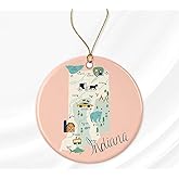 PTDShops Indiana State Ornament, State USA Ornament, Travel Souvenir Collection USA, America Christmas 2023, Xmas Tree Hanging Decorations, USA State Souvenir Ceramic Ornament Printed on Both Sides