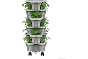 Vertical Garden Planter, 6-Tier with Wheels Weatherproof Pots, Tiered Planter Garden Tower, Strawberry Plant Grow Tower for I