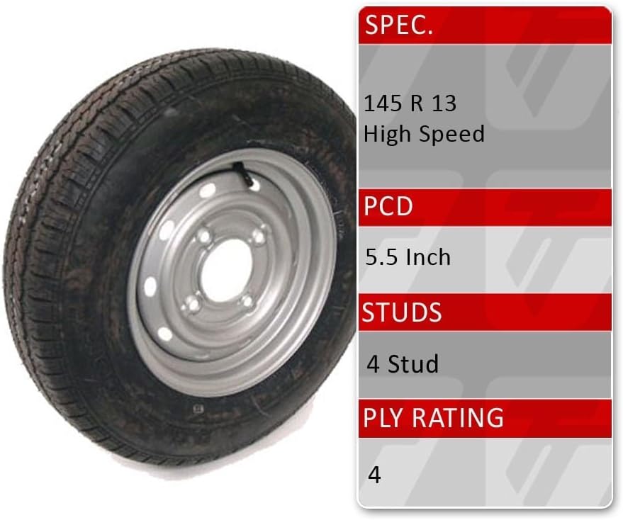 Trident 145 80r13 Caravan Trailer Spare Wheel And 4 Ply Tyre 4 Stud 5 5 Pcd