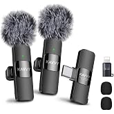 KAVVY Wireless Microphone for iPhone, Dual Mini Lavalier Mic, Clip On Wireless Mic for Video Recording, Podcast, TikTok &amp; YouTube, Portable for Android, Camera &amp; PC, Noise Reduction