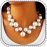 Kesvb Big Pearl Choker Necklace White Chunky Pearl Necklaces Bridal Wedding Jewelry for Women
