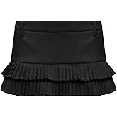 LTZYLS Pleated Skirts for Women Double Ruffle Mini Skirt Low Rise Sexy Pleated Skort for Going Out and Layered Ruffle Skirt