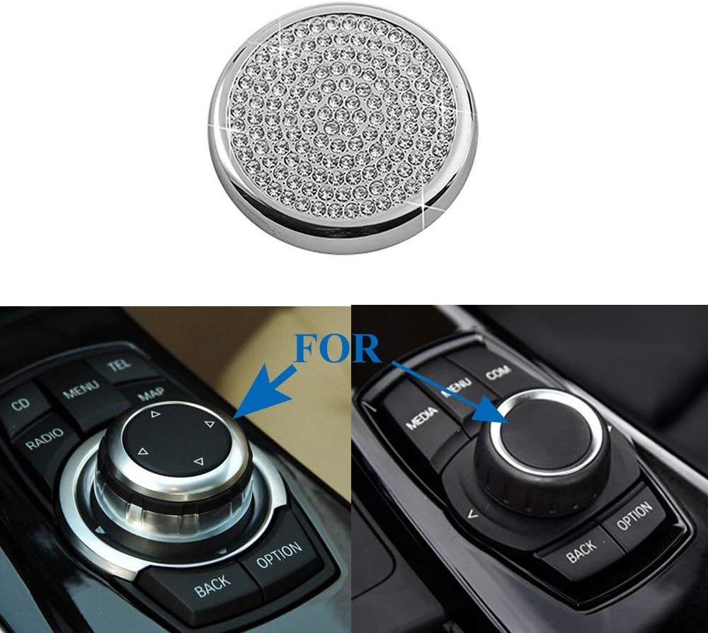 Senauto Bling Multimedia Sound Button Idrive Controller Knob Cover Trim Compatible with BMW 1 2 3 4 5 Series X1 X2 X3 X4 X5 X6 (Small Size)