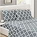 Mellanni King Sheets Set - 4 PC Iconic Collection Bedding Sheets & Pillowcases - Hotel Luxury, Extra Soft, Cooling Bed Sheets - Deep Pocket up to 16 inch (King, Quatrefoil Silver - Gray)