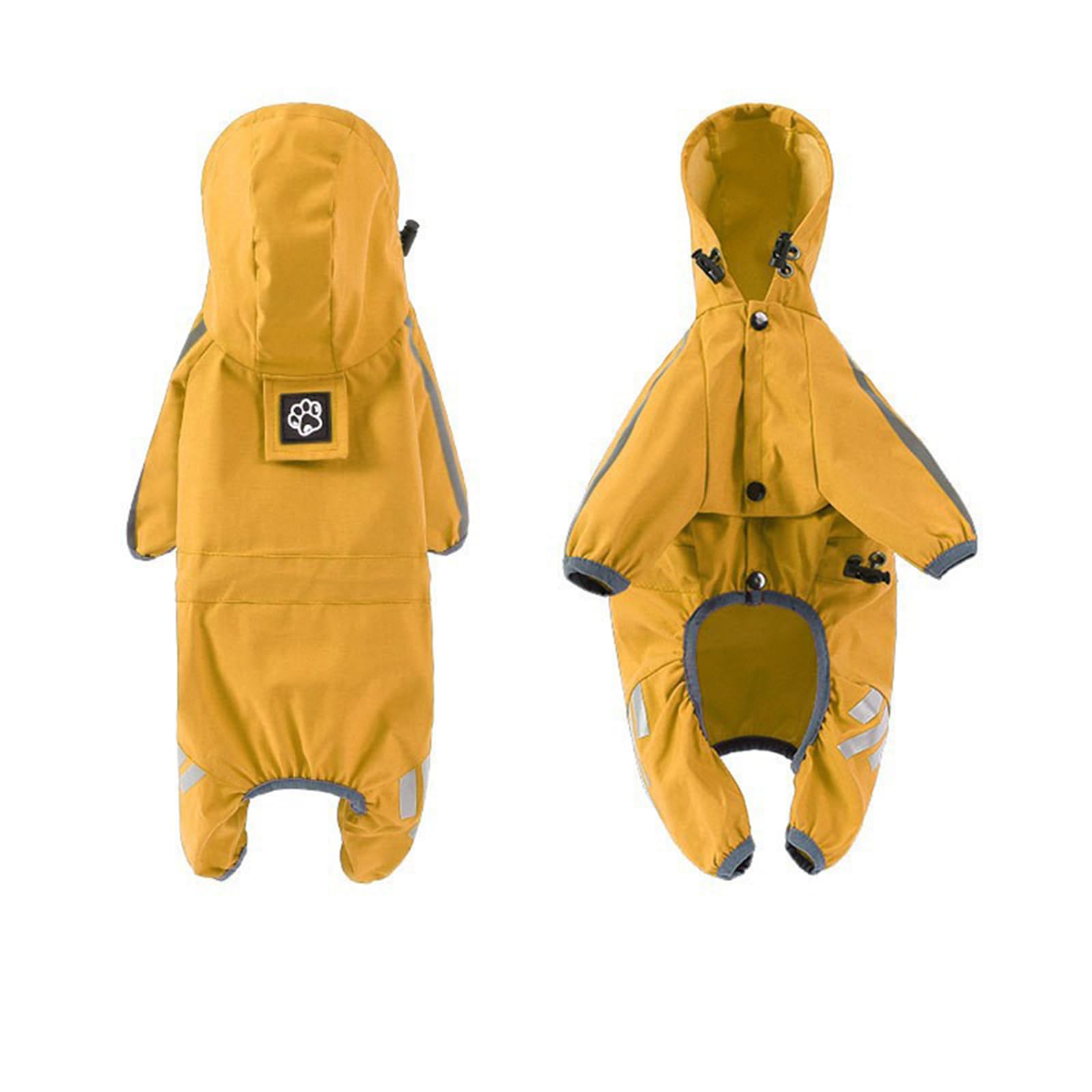 Pet Raincoat - Waterproof Dog Clothes with Reflective Stripe - Small Dog - Yellow (L: 30.5cm / Chest: 48cm)
