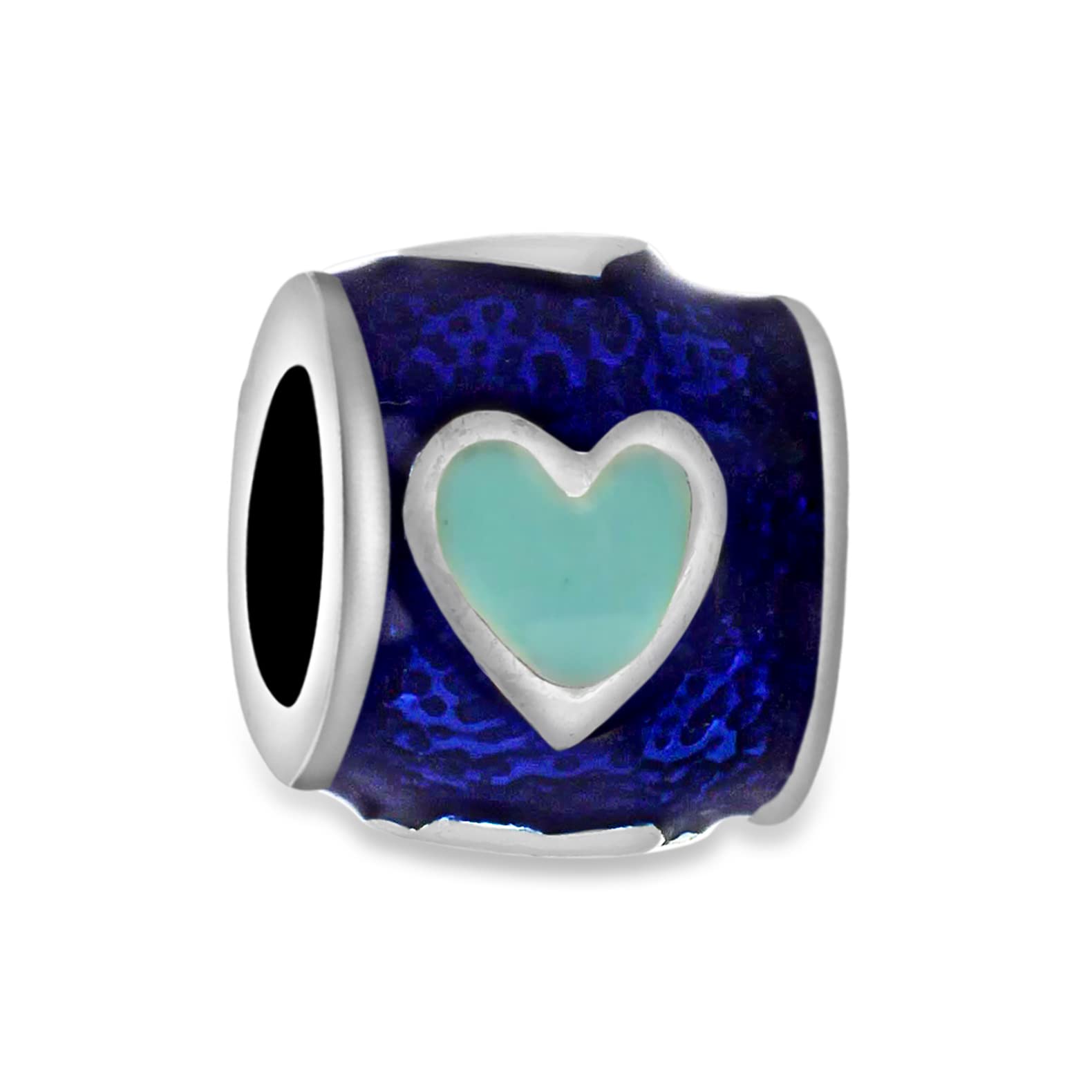 Tuscany Silver Women's Sterling Silver Blue Heart Enamel Bead
