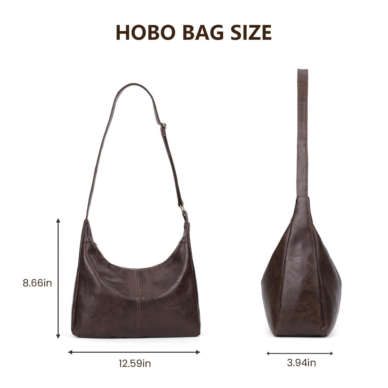 Slouchy Hobo Bags for Women,Brown Leather Shoulder Bag Everyday Purse Daily Commuting Bag Fall Handbags 2025