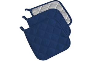 DII Cotton Terry Pot Holders, 7x7 Set of 3, Heat Resistant and Machine Washable Hot Pads for Kitchen Cooking and Baking-Nauti