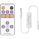 MIWISE RF Remote Dimmer for Single Color LED Strip Lights,13-Key Wireless Remote and in-line Controller DC 12-24V for 3528/2835/5050/COB LED Tape Lights,Timer Function/One-to-Many Control