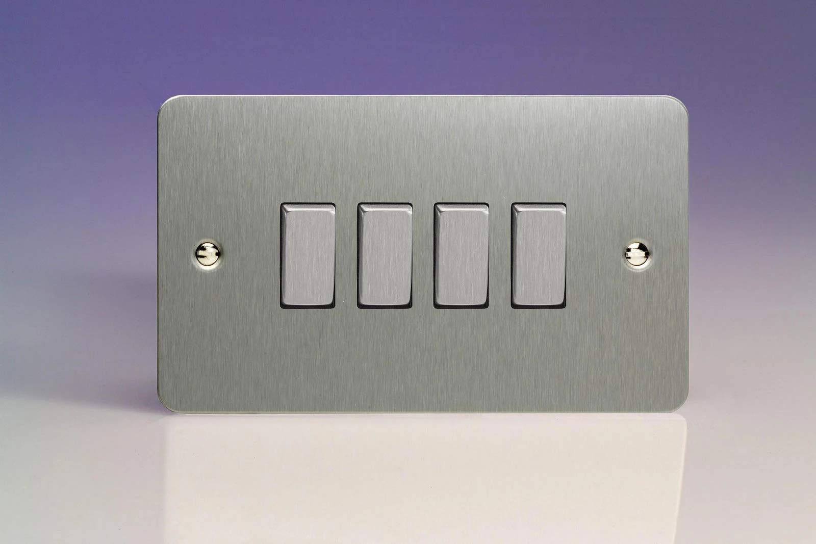 Varilight XFS9D 4 Gang 10A 1 Or 2 Way Rocker Switch In Brushed Steel